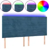 vidaXL Hoofdbord LED 200x5x118/128 cm fluweel donkerblauw