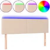 vidaXL Hoofdbord LED 144x5x78/88 cm kunstleer cappuccinokleurig