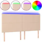 vidaXL Hoofdbord LED 200x5x118/128 cm kunstleer cappuccinokleurig