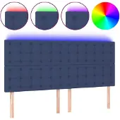 vidaXL Hoofdbord LED 200x5x118/128 cm stof blauw