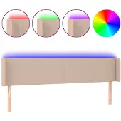 vidaXL Hoofdbord LED 183x16x78/88 cm kunstleer cappuccinokleurig