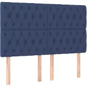 vidaXL Hoofdbord blauw 144x7x118/128 cm stof