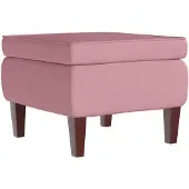 vidaXL Kruk met houten poten fluweel roze
