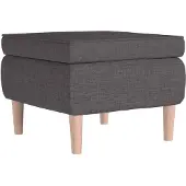 vidaXL Kruk met houten poten stof donkergrijs