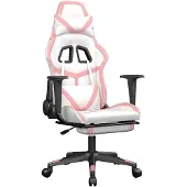 vidaXL Gamestoel met voetensteun kunstleer wit en roze