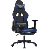 vidaXL Gaming stoel met voetsteun, zwart en blauw, kunstleer