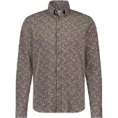 State of Art casual overhemd bruin geprint wijde fit katoen
