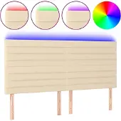 vidaXL Hoofdbord LED 180x5x118/128 cm stof crèmekleurig