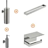 Guido Gusto Toilet accessoires set Gun metal design met beugel en zeepdispenser