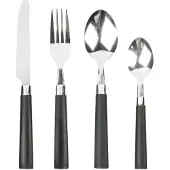 Benson 16-delige bestekset - Modern design - Zwarte handvaten - RVS - Vaatwasserbestendig