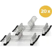 LifeGoods Broekhangers met Verstelbare Antislip Knijpers - Stevige Kleding Hanger met Klemmen - Kleerhanger voor Dames/Heren/Kind/Baby - Broek en Rok Houder - Metaal