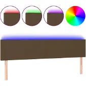 vidaXL Hoofdbord LED 200x5x78/88 cm stof donkerbruin