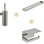 Guido Gusto Toilet accessoires set Gun metal design met beugel