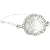 Behave - armbandje met bloem en steentjes - wit - romantisch