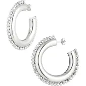 Yehwang - Hoop Oorbellen - Dots - Zilver - Stainless Steel - Trendy - Hip