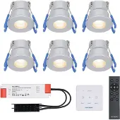 HOFTRONIC™ Milano - 6x inbouwspots veranda - Dimbaar LED - Complete set met afstandsbediening & muurdimmer - Plug & Play - 12 Volt 3 watt - 2700K 200 lumen - IP6
