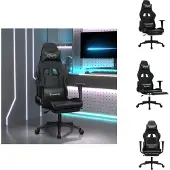 vidaXL Massage gamestoel met voetensteun kunstleer zwart