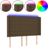 vidaXL Hoofdbord LED 147x16x118/128 cm stof donkerbruin