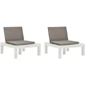 vidaXL Loungestoelen 2 st met kussens kunststof wit