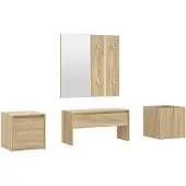 vidaXL Garderobe set bewerkt hout sonoma eikenkleurig