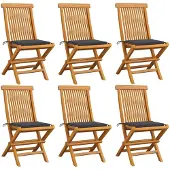 vidaXL Tuinstoelen 6 st met antracietkleurige kussens massief teakhout