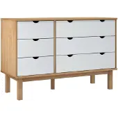 vidaXL Ladekast OTTA 111x43x73,5 cm massief grenenhout bruin en wit