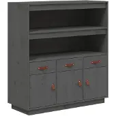 vidaXL Hoge kast 100x40x108,5 cm massief grenenhout grijs