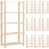 vidaXL Opbergrekken 5-laags 10 st 80x38x170 cm grenenhout 250 kg