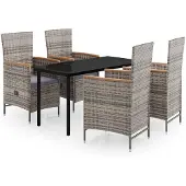vidaXL 5-delige tuinset met kussens, grijs