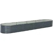 vidaXL Plantenbak verhoogd 400x80x44 cm gegalvaniseerd staal grijs