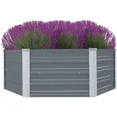 vidaXL Plantenbak verhoogd 129x129x45 cm gegalvaniseerd staal grijs