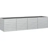 vidaXL Plantenbak verhoogd 320x80x77 cm gegalvaniseerd staal zilver