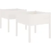 vidaXL Plantenbakken 2 st 70x70x70 cm massief grenenhout wit