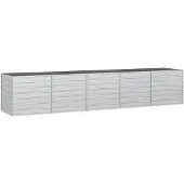 vidaXL Plantenbak verhoogd 400x80x45 cm gegalvaniseerd staal zilver