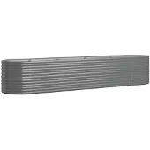 vidaXL Plantenbak 368x80x68 cm gegalvaniseerd staal grijs