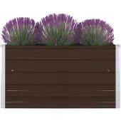 vidaXL Plantenbak verhoogd 100x100x45 cm gegalvaniseerd staal bruin