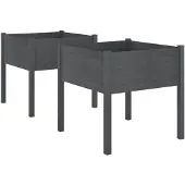 vidaXL Plantenbakken 2 st 70x70x70 cm massief grenenhout grijs