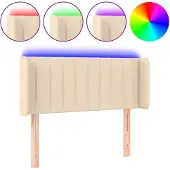 vidaXL Hoofdbord LED 103x16x78/88 cm stof crèmekleurig