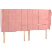 vidaXL Hoofdbord met randen 203x23x118/128 cm fluweel roze