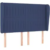 vidaXL Hoofdbord met randen 147x23x118/128 cm stof blauw