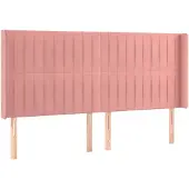 vidaXL Hoofdbord met randen 163x16x118/128 cm fluweel roze