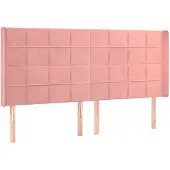 vidaXL Hoofdbord met randen 203x16x118/128 cm fluweel roze