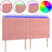 vidaXL Hoofdbord LED 200x5x118/128 cm fluweel roze
