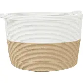vidaXL Wasmand Ø 60x36 cm katoen beige en wit