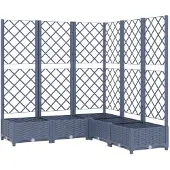 vidaXL Plantenbak met latwerk 120x120x121,5 cm polypropeen blauwgrijs
