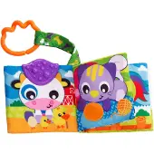 Playgro Activiteitenboekje Boederijdieren - Bijtboekje - Bijtprofiel - Pieper - Baby boek -baby boekje 0-6 maanden - Bijtring - baby boekje met geluid