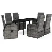 vidaXL 7-delige tuinset met kussens, grijs