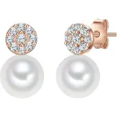 Valero Pearls Oorbellen rose-goud / transparant / parelwit