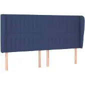 vidaXL Hoofdbord met randen 163x23x118/128 cm stof blauw