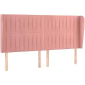 vidaXL Hoofdbord met randen 163x23x118/128 cm fluweel roze